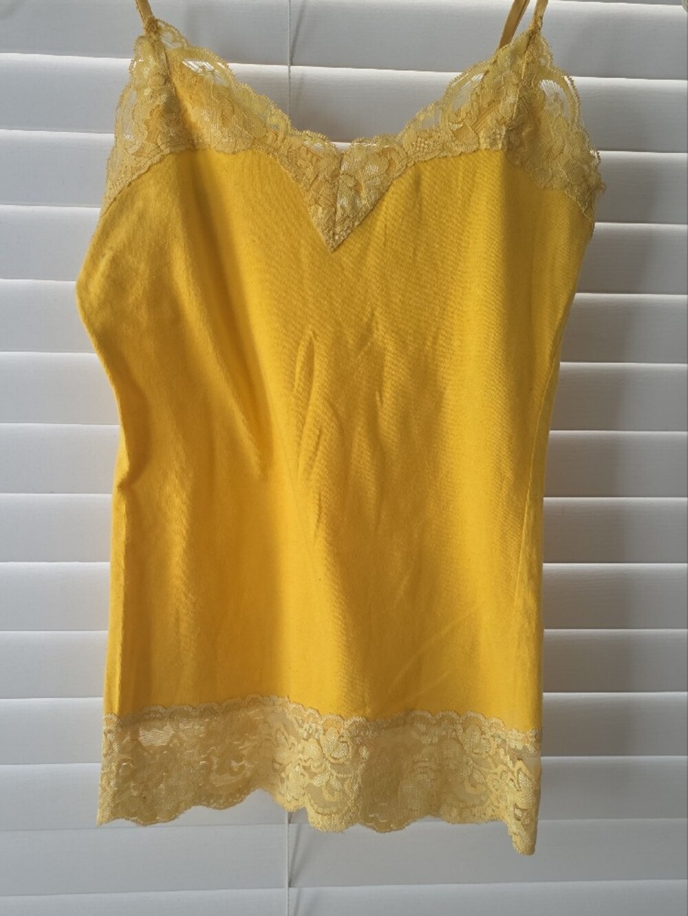 Full Tilt Bright Yellow Lace-Trim Cami Tank